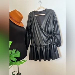 ASOS Design faux leather wrap dress